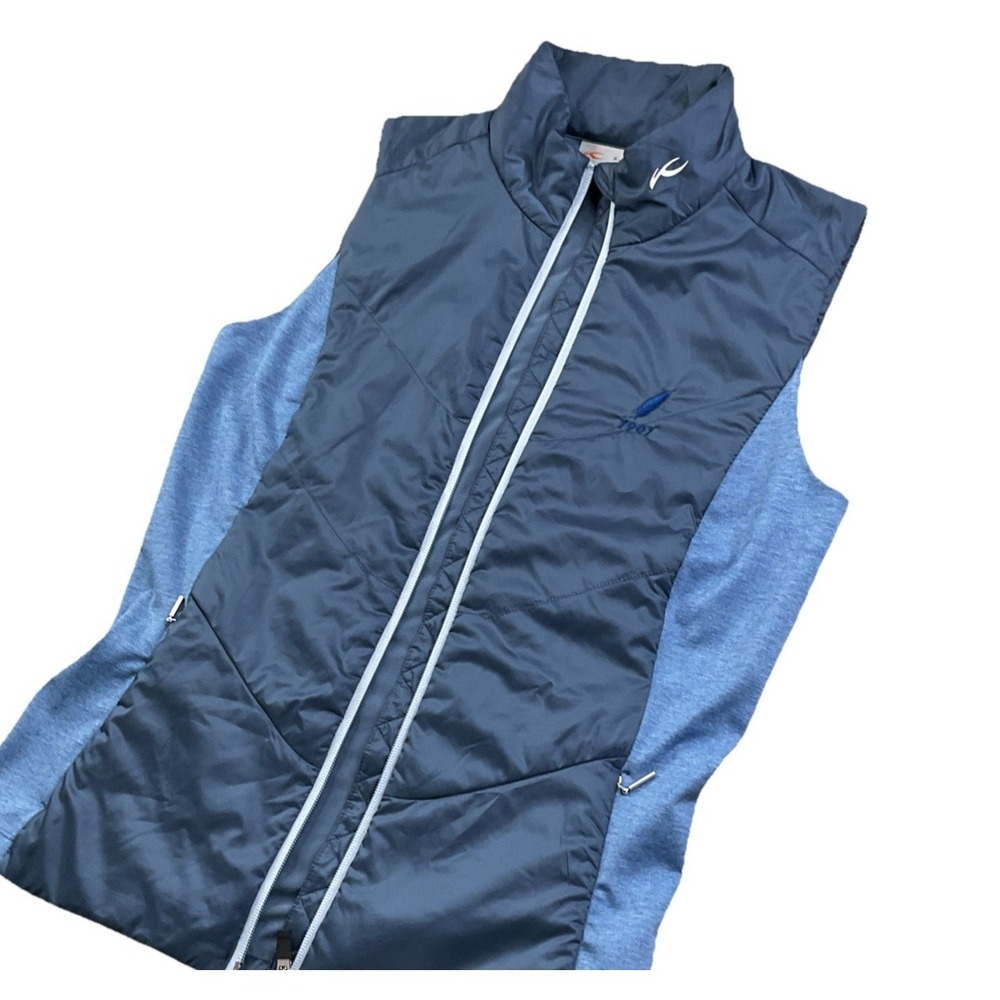 KJUS Radiation Full Zip Golf Vest Jacket Womens 38 Blue Stretch Panels